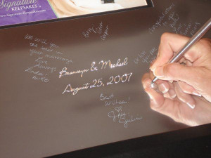 Silver Tray Engraving as Guest Book
