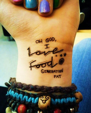 Love food Quote Tattoo On Left Wrist