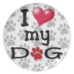 Love My Dog Paw Watermark Plates