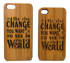 ... Change Case for iPhone 4 4S Bamboo Wood Cover Gandhi Quote World Peace