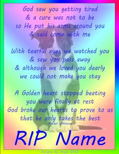 Rest in Peace Dog Poem | Angie’s Pet Memorials | snufflesdbear So ...
