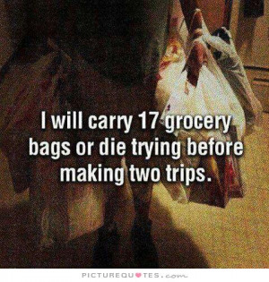 ... 17 grocery bags or die trying before making two trips Picture Quote #1