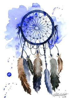 Dream Catcher, Print of Original Watercolor Painting - Native American ...