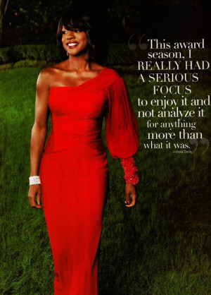 Viola Davis in a fiery red one shouldered dress.