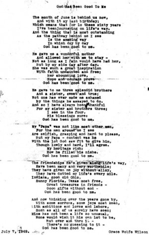 poem for clara wolfe by grace wolfe transcription poem for