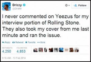 The rapper denied he talked about Kanye West during his Rolling Stone ...