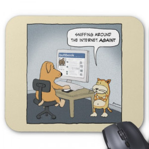 Funny dog and cat mousepad: Sniffing Around by chuckink