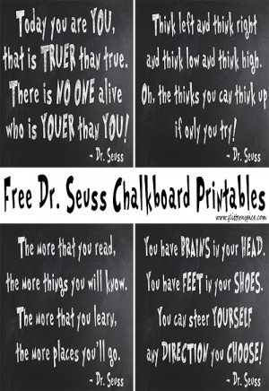 Free Dr. Seuss Chalkboard Printables #printables #quotes