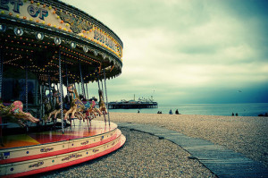 beach, brighton, carousel, cute, photography, pretty, sea