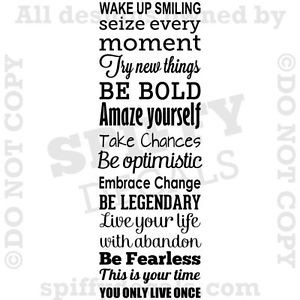 SEIZE-EVERY-MOMENT-WAKE-UP-SMILING-FEARLESS-BOLD-Quote-Vinyl-Wall ...
