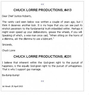 Chuck Lorre Productionsm #231 - I believe that . . .