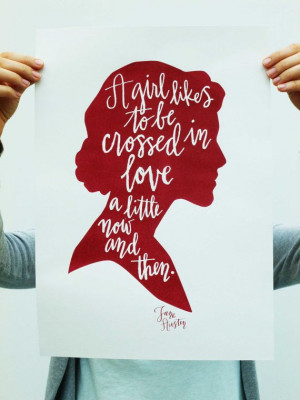 Jane Austen Quote Cameo Calligraphy Screen Print by MintAfternoon, $30 ...