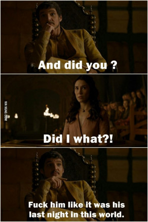 Prince Oberyn, always alert to the most important.