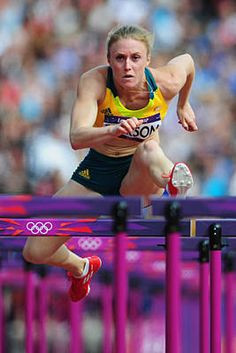 Sally Pearson of Australia in the women's 100-meter hurdles More