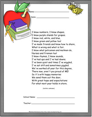 Preschool/Kindergarten Poem Certificates