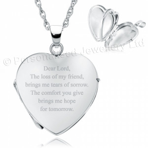 Loss of a Friend Heart Shaped Sterling Silver 4 Photo Locket (can be ...