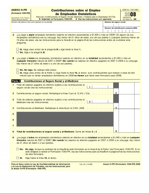 IRS Tax Form 1040 PR Anejo H PR 2010 Contribuciones Sobre El