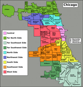 Chicago's 77 Community Areas Grouped into Districts