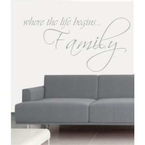 myRitzy Life Begins with Family Living Room Wall Quotes-Grey