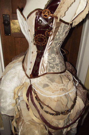 fashion goth steampunk corset beads Layers gears steampunk wedding ...