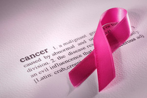 Dictionary definition of cancer, with pink Cancer Awareness Ribbon.