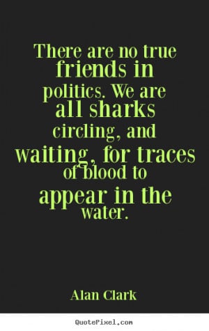 There are no true friends in politics. we are all sharks circling ...