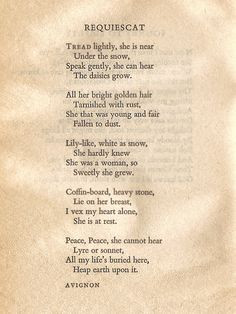 Requiescat by Oscar Wilde,1881 - Written in memory of his sister ...