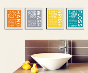 Bathroom+art+prints.+Bathroom+Rules.+Kids+bathroom+wall+quotes.+Wash ...