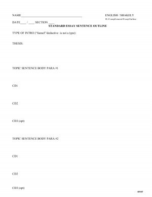 Standard Essay Sentence...