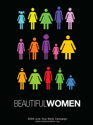 This is a poster featuring a variety of shapes and sizes of female ...