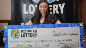... by the Michigan State Lottery, shows 25-year-old Amanda Clayton