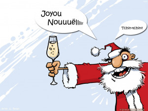 Carte humoristique de père noël ivre gratuite à imprimer.