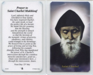 Prayer to Saint Charbel Makhlouf Laminated Holy Card (Religious Art ...