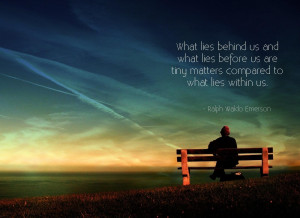 ... wallpaper with Quote By Ralf Waldo Emerson: What lies behind us and