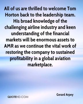 of us are thrilled to welcome Tom Horton back to the leadership team ...