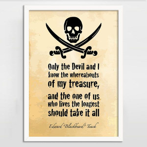 Treasure by Blackbeard Alternative Pirate Quote Print - Black Sails