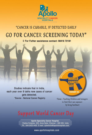 4th february on world cancer day go for cancer screening