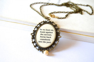 The Great Gatsby quote necklace, pearl jewelry, art deco, long ...