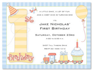 1st Birthday Party Boy Birthday Party Invitations
