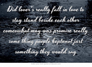 Did lover's really fall in love to stay stand beside each other ...