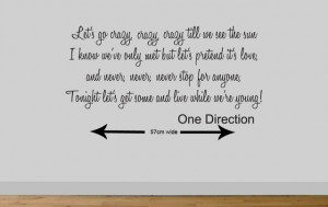 ... ONE DIRECTION wall quote wall sticker live while we're young wall