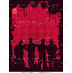 Male Friends Standing Together As a Group over a Red Background ...