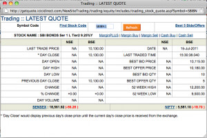 SBI Bond Quote Screen