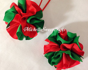 Christmas Flower ball Ponytail Holder/Clip, Handmade, Pretty Ponytail ...