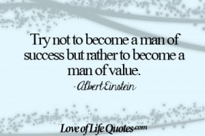 Albert Einstein quote on becoming a man of value
