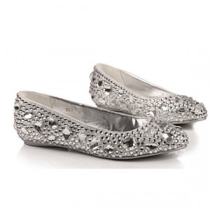 Silver Crystal Wedding Shoes Flats