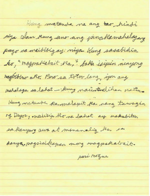 NUGGET OF WISDOM. Fr Roque Ferriols, SJ, makes this handwritten note ...