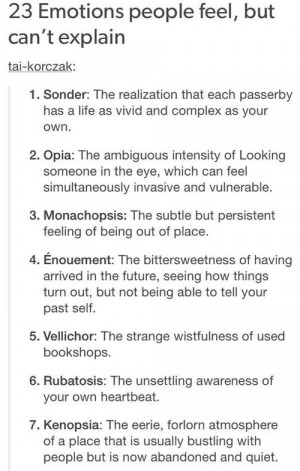 23 emotions people feel but can't explain