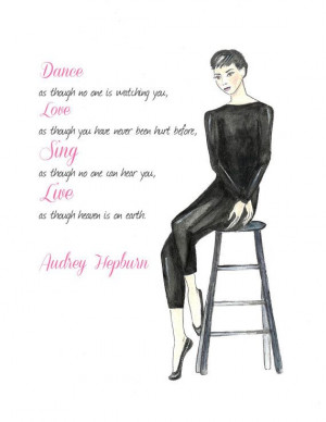 Audrey Hepburn Illustration Inspirational Quote Fashion by Zoia, $18 ...