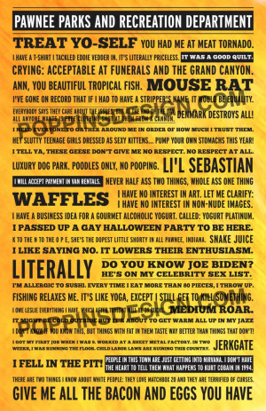 11X17 Parks and Recreation Quotes Poster. $19.00, via Etsy.